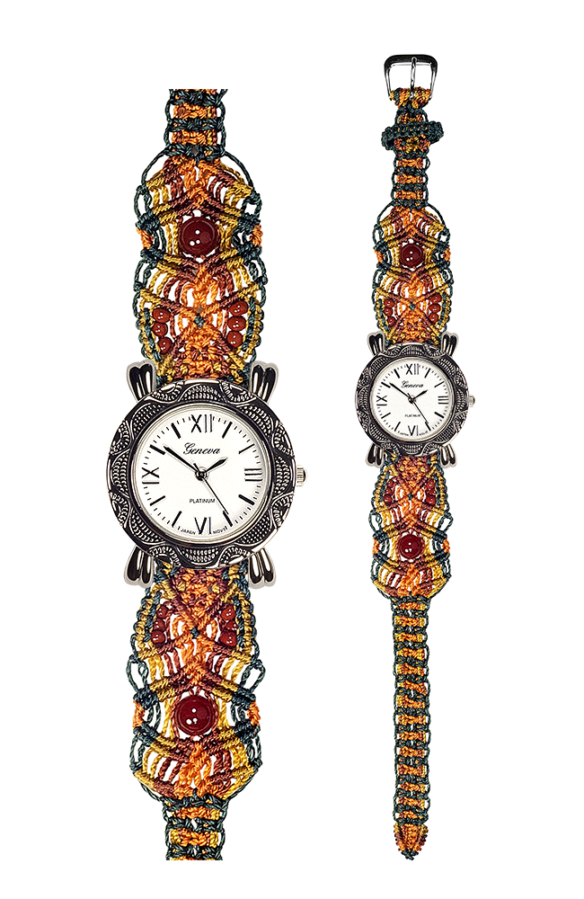 101F - Wide with Bali Style Round Etched Silver Watch