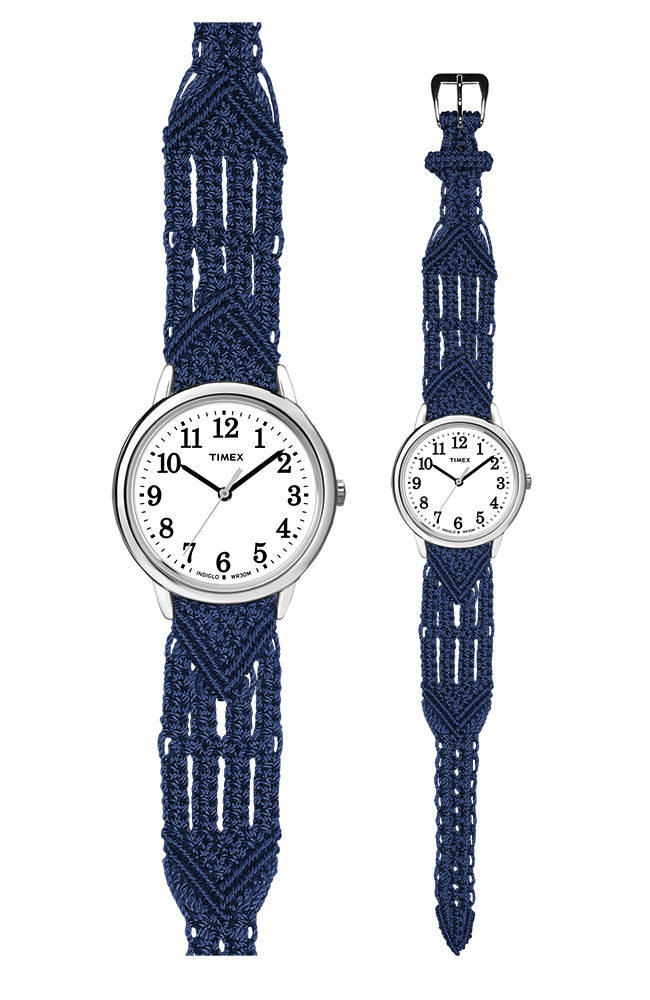 Macraband Stye 106 Navy with Timex Silver Easy Reader Watch